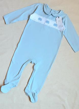 Боди next англия плотный трикотажный человечек пижама слоники на 1,5-2 года (92см)