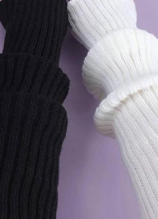 Гетры рукавички перчатки рукава вязаные шерсть акрил черные белые2 фото