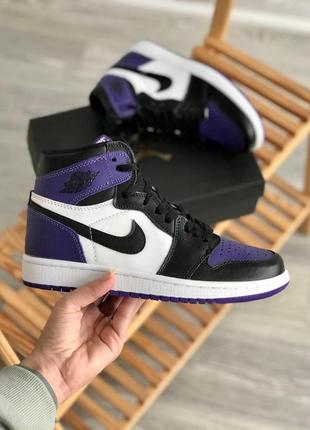 Жіночі кросівки nike air jordan 1 mid purple black 411 фото