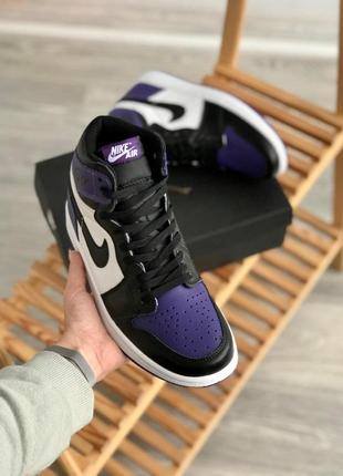 Жіночі кросівки nike air jordan 1 mid purple black 4110 фото