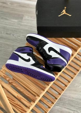 Жіночі кросівки nike air jordan 1 mid purple black 419 фото