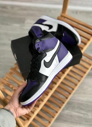 Жіночі кросівки nike air jordan 1 mid purple black 414 фото