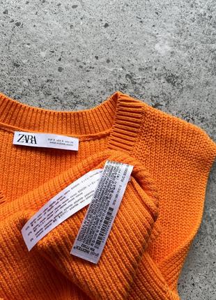 Zara women's sleeveless orange ribbed knit vest женская безрукавка, жилетка4 фото