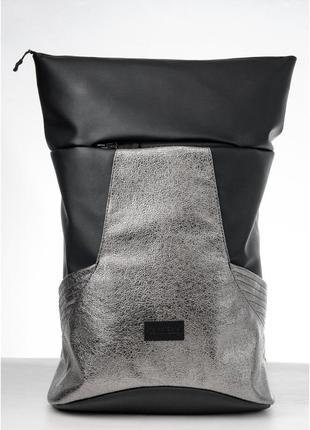Рюкзак рол sambag rolltop x чорний з битим сріблом8 фото