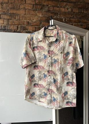 Red head co usa flag printed short sleeve button shirt сорочка на короткий рукав1 фото