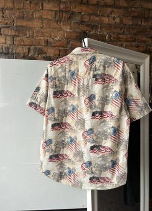 Red head co usa flag printed short sleeve button shirt сорочка на короткий рукав