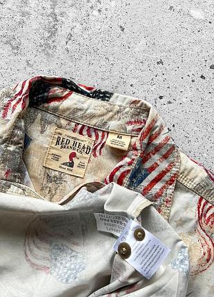 Red head co usa flag printed short sleeve button shirt сорочка на короткий рукав