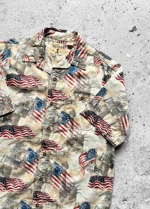 Red head co usa flag printed short sleeve button shirt сорочка на короткий рукав5 фото