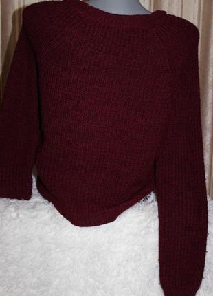 Теплый свитер винного цвета3 фото