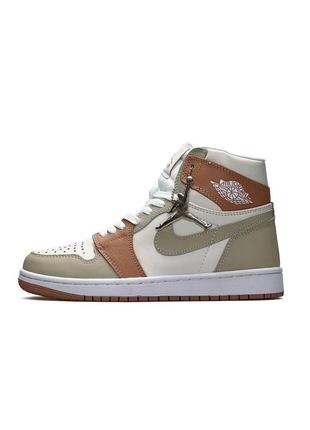 Женские кроссовки nike air jordan 1 high milan beige fur / smb