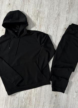 Демісезонний базовий спортивний костюм чорний худі + штани
