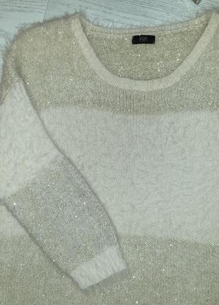 Золотистый свободный оверсайз джемпер свитер травка с люрексом6 фото