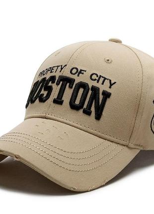 Бейсболка мужская narason песочного цвета с лого boston