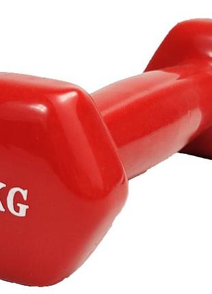 Гантель для фітнесу 0.5 кг easyfit із вініловим покриттям червона