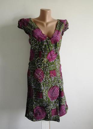🌿 платье оливкового цвета на запах в крупный принт🌿 платье миди2 фото