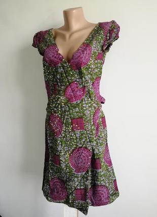 🌿 платье оливкового цвета на запах в крупный принт🌿 платье миди3 фото