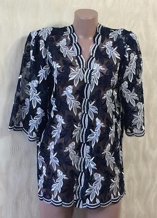 Красивый ажурный кардиган с вышивкой, р.14-16_