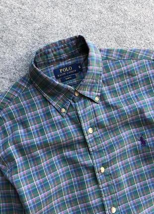 Шикарна сорочка polo ralph lauren slim fit twill checked shirt green/cream4 фото