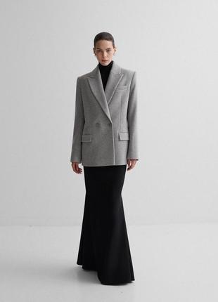 Демісезонне шерстяне пальто сіре в стилі zara mango massimo dutti h&m