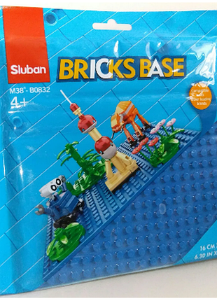 Конструктор игровое поле, платформа sluban 16*16 см синяя
