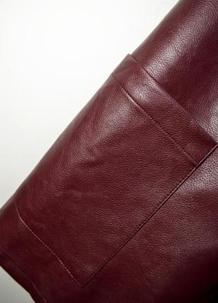 Крутой свободный марсаловый кожаный сарафан /марсаловый комбинезон /комбез4 фото
