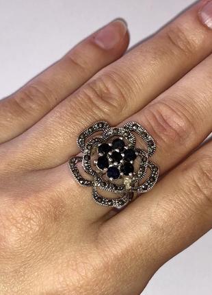 Женское серебряное кольцо цветок 925 проба 17 размер