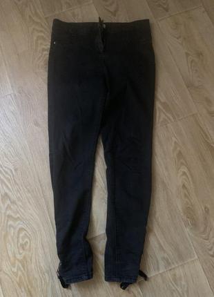 Чёрные джинсы скини с высокой талией3 фото