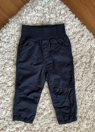 F&f новые тонкие удобные брюки на резинке темно-синие 12-18 месяцев1 фото