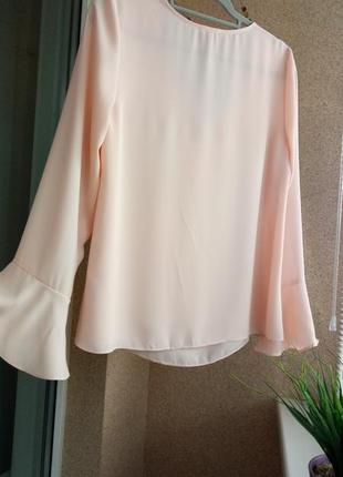 Красивейшая однотонная блуза с рюшей длинным рукавом5 фото
