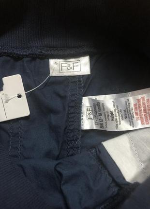 F&f новые тонкие удобные брюки на резинке темно-синие 12-18 месяцев3 фото
