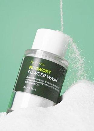 Ензимна пудра для вмивання з екстрактом полину isntree mugwort powder wash, 15 г2 фото