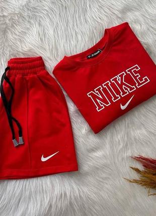 Женский костюм классический спортивный спорт повседневный удобный качественный шорты шортики и + кофта красный