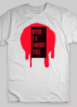 Футболка з патріотичним принтом "russia ia a terrorist state" push it