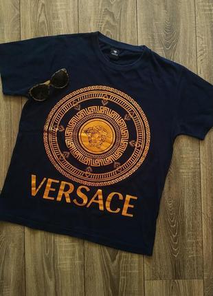 Футболка темно синего цвета versace1 фото