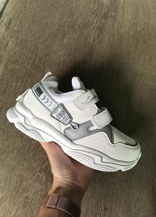 Новые детские рефлективные кроссовки на липучках