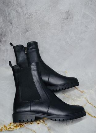 Сапожки / ботинки деми зима черные натур кожа 36-43р