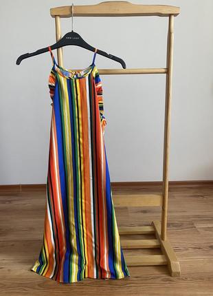 Яркий сарафан в полоску papaya m