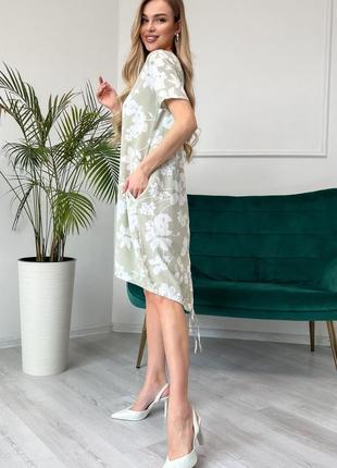 Плаття вільного силуету з кишенями квітковий принт2 фото