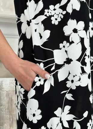 Плаття вільного крою з кишенями квітковий принт3 фото