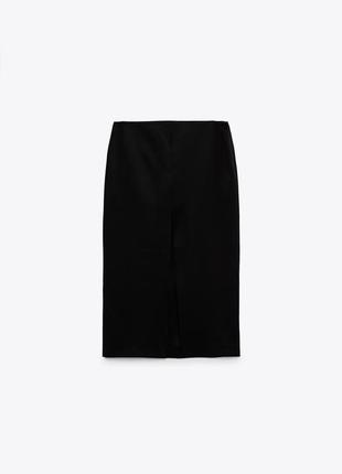 Классическая юбка – карандаш средней длины с разрезом zara / юбка миди5 фото
