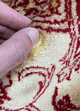 Круглый ковер из натуральной шерсти и шелка огненные цветы 150х150 см4 фото
