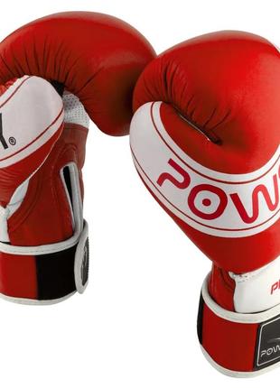 Тренировочные боксерские перчатки powerplay 3023 a красно-белые [натуральная кожа] 12 унций