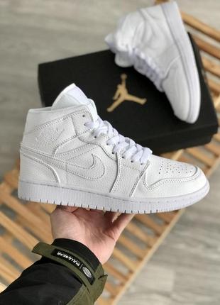 Мужские кроссовки nike air jordan 1 mid white 45