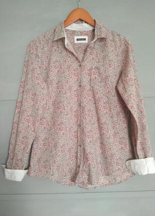 Брендовий сорочка. стильна блуза. квіти. квітковий принт. цікаві манжети.марк про поло