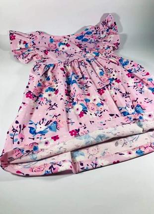 Летнее платье для девочки принт цветы из 100% хлопка 86,92,104 разм.2 фото