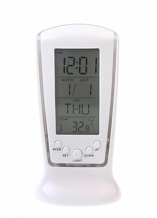 Часы будильник термометр хронограф с led подсветкой square clock ds-5102 фото