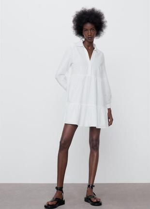 Платье  ярусное - мини zara котон