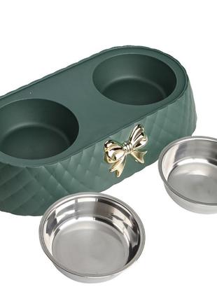 Миска для кошек taotaopets 138817 34 см green двойная 8шт3 фото