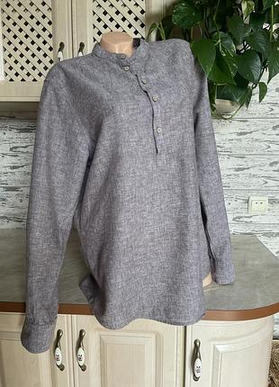 Льняная рубашка свободного кроя