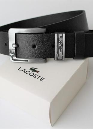 Мужской кожаный ремень lacoste черный